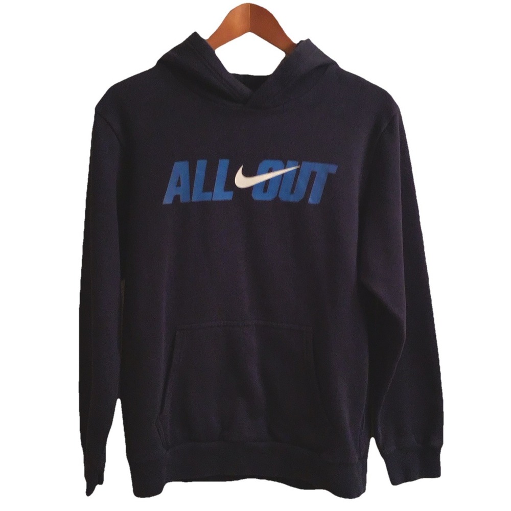 Vintage Y2K Nike Hoodie Mens X-Large Spells ALL OUT Essential Swoosh Pullover